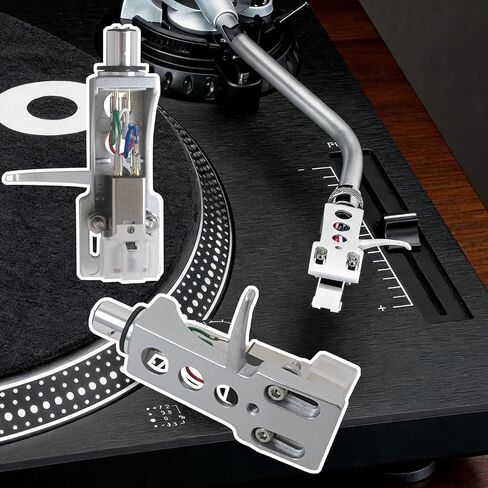 Silver Headshell with AT-3600L Magnetic Cartridge Stylus | Compatible with Pioneer PLX-1000 PLX-500 PL-518 PL-530 PL-560 PL-516 PL-255 PL-200 PL-200X PL-A35 PL-A45D XL-A700 in Saudi Arabia