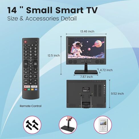 othoig 14 Inch Small Smart TV HD LED, Small Portable Smart TV with Built-in APP, Digital ATSC Tuner,HDMI/USB/AV Inputs, Small Smart Television for Kitchen,Bedroom,RV,Camper in Saudi Arabia