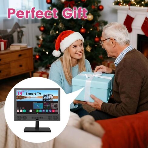 othoig 14 Inch Small Smart TV HD LED, Small Portable Smart TV with Built-in APP, Digital ATSC Tuner,HDMI/USB/AV Inputs, Small Smart Television for Kitchen,Bedroom,RV,Camper in Saudi Arabia