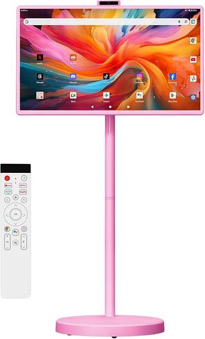 27" Portable Smart Touchscreen Tablet TV on Wheels, Android 15 OS Mobile Smart Display with Google EDLA Certification, 6GB+128GB, Built-in Battery, 4K Camera, Wireless Casting, Rotating Rolling Stand in Saudi Arabia