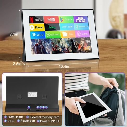 تلفزيون ذكي صغير، تلفزيون محمول مع شاشة LCD تعمل باللمس، تطبيقات مدمجة، يدعم SD، WiFi، بلوتوث، USB، مدخل HDMI، تصميم تلفزيون صغير للمنزل والمطبخ والمركبات الترفيهية واستخدام السفر in Kuwait