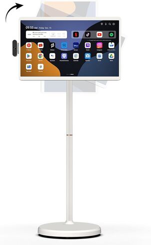 ApoloSign 32 Inch 4K UHD Smart Portable TV on Wheels, Android 16 EDLA Certified, 256GB Storage, Built-in 15000mAh Battery, Voice Remote, Touch Screen TV with Rolling Stand for Home, Office - Gen2 in Kuwait