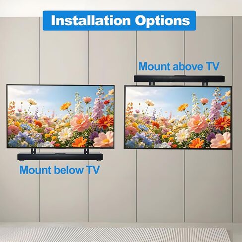 Sound Bar Mounts Under TV, All Metal,Holds up to 33 lbs, Black | Depth Adjustable 3.7''-6.3'',Heavy duty Soundbar Mount, For VESA holes up to 31.5 inches (800mm) wide, Easy to install,HD-128 in Saudi Arabia