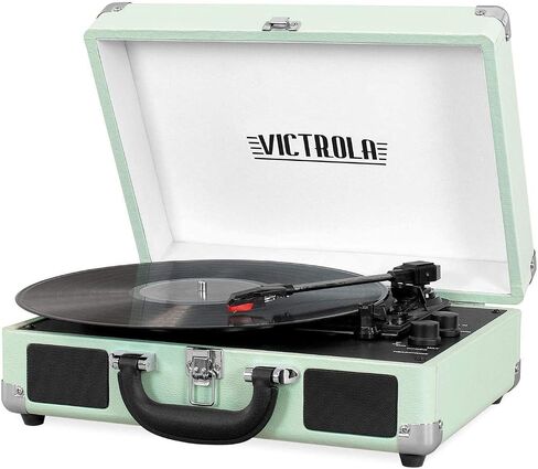 Victrola Journey - Bluetooth Suitcase Record Player - Brown | Built-in stereo speakers, 3-speed turntable plays 7", 10" and 12" records, Bluetooth streaming, headphone jack in Kuwait