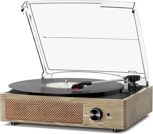 Vinyl Record Player Turntable with Built-in Bluetooth Receiver & 2 Stereo Speakers, 3 Speed 3 Size Portable Retro Record Player for Entertainment and Home Decoration in Kuwait