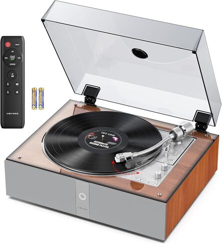 1 BY ONE Fully Automatic Record Player, All-in-One Vinyl Turntable | Automatic Repeat Function, Remote Control, Built in Speakers& DSP, Phono Preamp, AT-3600L Cartridge, Belt Drive 2-Speeds in Saudi Arabia