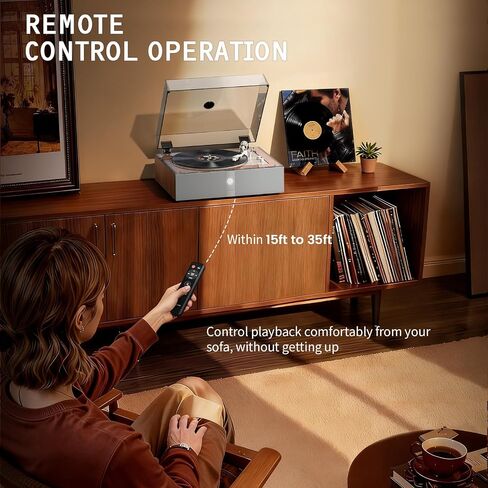 1 BY ONE Fully Automatic Record Player, All-in-One Vinyl Turntable | Automatic Repeat Function, Remote Control, Built in Speakers& DSP, Phono Preamp, AT-3600L Cartridge, Belt Drive 2-Speeds in Saudi Arabia