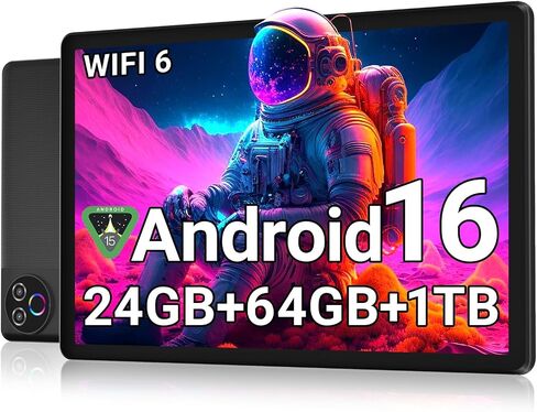 Android 16 Tablet 10 Inch, 24GB RAM 64GB ROM 1TB,HD IPS,Fast WiFi 6, BT 5.4 | Electronics Tablets with HD IPS Touchscreen, 6000mAh 12H Battery, 2*Cameras Tablets for Kids & Adults, Gifts, Streaming, Work in Saudi Arabia
