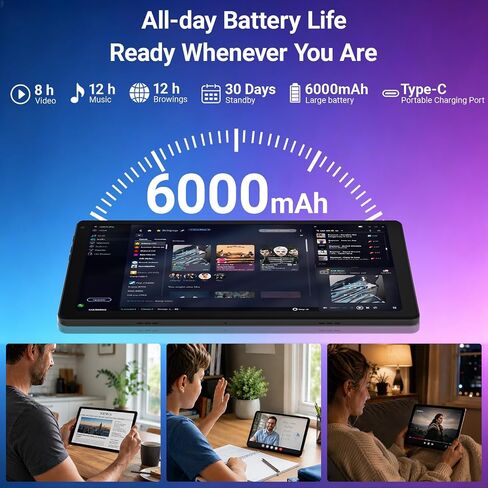 Android 16 Tablet 10 Inch, 24GB RAM 64GB ROM 1TB,HD IPS,Fast WiFi 6, BT 5.4 | Electronics Tablets with HD IPS Touchscreen, 6000mAh 12H Battery, 2*Cameras Tablets for Kids & Adults, Gifts, Streaming, Work in Saudi Arabia