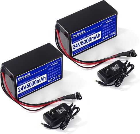24V 5Ah Lithium Battery for DIY Projects with 29.4V 1A Charger, 1 Pack | 5000mAh Capacity, Rechargeable, 1000+ Cycle Life, 20A BMS Protection, NCMTernary Lithium, for 24V Devices and Ride on Toys in Kuwait