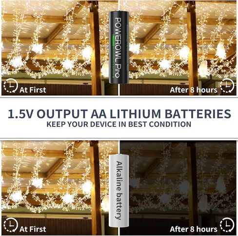 POWEROWL Rechargeable Lithium AA Batteries with Charger, 1.5V Output 3600mWh Double A Battery 8 Pack for Blink Outdoor Camera, Game Controller in Saudi Arabia
