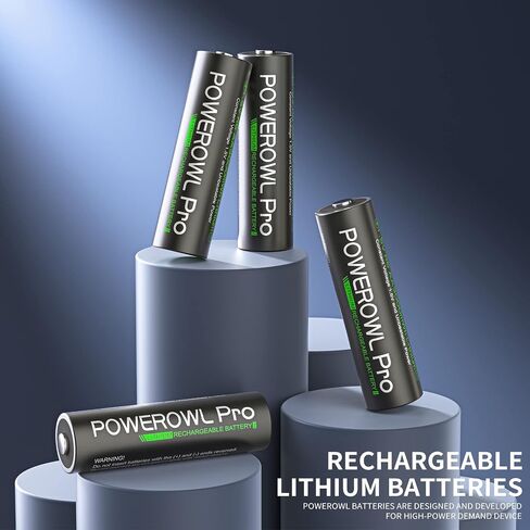 POWEROWL Rechargeable Lithium AA Batteries with Charger, 1.5V Output 3600mWh Double A Battery 8 Pack for Blink Outdoor Camera, Game Controller in Saudi Arabia