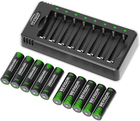Rechargeable AAA Batteries with Charger,8 Pack1100mAh Low Self Discharge Triple A Battery Charger, Ni-MH Ni-CD AA AAA Smart Charger 8 Bay Independent Charging Slot for Household Electronics in Saudi Arabia