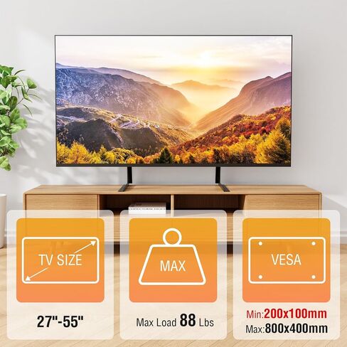 ELIVED Universal Table Top TV Stand for Most 27-55 Inch Flat/Curved TVs | TV Base Height Adjustable Legs Stand, Replacement TV Feet Holds up to 88lbs, Max VESA 800x400mm in Kuwait