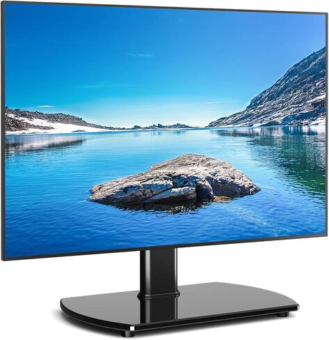 Rfiver Universal Swivel TV Stand for 27-50 55 60 Inch TVs | Height Adjustable Tabletop TV Stand Holds up to 88 lbs, Pedestal TV Stand with Tempered Glass Base, Replacement TV Mount in Saudi Arabia