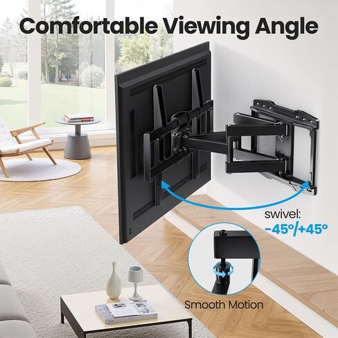 Full Motion TV Wall Mount 24 inch Studs for Most 42-86 Inch TVs, Adjustable TV Wall Mount Swivel and Tilt, Loading 110 LBS, Max VESA 600x400mm, Fits 16", 18", 24" Studs in Kuwait