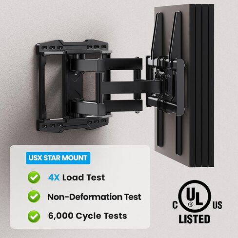 Full Motion TV Wall Mount 24 inch Studs for Most 42-86 Inch TVs, Adjustable TV Wall Mount Swivel and Tilt, Loading 110 LBS, Max VESA 600x400mm, Fits 16", 18", 24" Studs in Kuwait