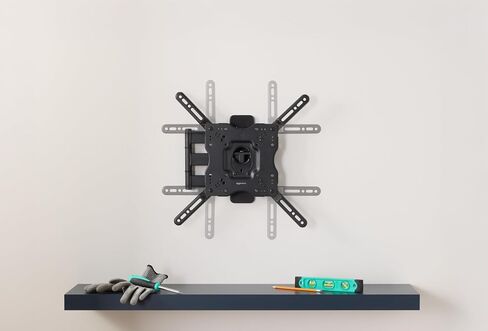 Amazon Basics Full Motion Articulating TV Wall Mount, with Swivel and Tilt, for 26" to 55" TVs and Flat Panels up to 80 Lbs, VESA Compatible, Single Stud, Black in Kuwait