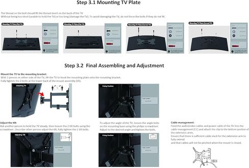 Amazon Basics Full Motion Articulating TV Wall Mount, with Swivel and Tilt, for 26" to 55" TVs and Flat Panels up to 80 Lbs, VESA Compatible, Single Stud, Black in Kuwait