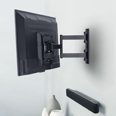 Amazon Basics Full Motion Articulating TV Wall Mount, with Swivel and Tilt, for 26" to 55" TVs and Flat Panels up to 80 Lbs, VESA Compatible, Single Stud, Black in Kuwait