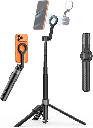 69" Magnetic Phone Tripod for iPhone w/Remote Control UPT-01M | For iPhone 12-17 & Android, 360° Rotation, Compatible w/ MagSafe, Magnetic Ring Attached,Video Recording & Vlogging in Saudi Arabia
