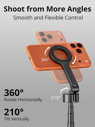 69" Magnetic Phone Tripod for iPhone w/Remote Control UPT-01M | For iPhone 12-17 & Android, 360° Rotation, Compatible w/ MagSafe, Magnetic Ring Attached,Video Recording & Vlogging in Saudi Arabia