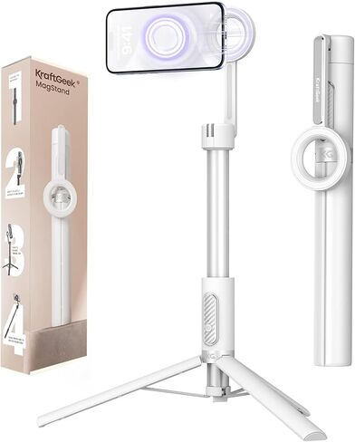 حامل ثلاثي للهاتف المغناطيسي KraftGeek لهاتف iPhone، عصا سيلفي مقاس 64 بوصة لـ Magsafe | حامل مغناطيسي N52، ألومنيوم مقوى، حامل ثلاثي القوائم للهاتف الخلوي المحمول مع جهاز تحكم عن بعد للسفر وتسجيل الفيديو in Kuwait