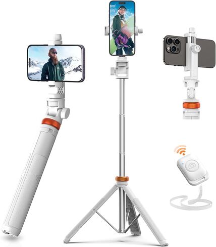 EUCOS 62" Phone Tripod, Tripod for iPhone & Selfie Stick with Remote | Extendable Cell Phone Stand & Ultimate Phone Holder, Solidest Phone Stand Compatible with iPhone/Android in Kuwait