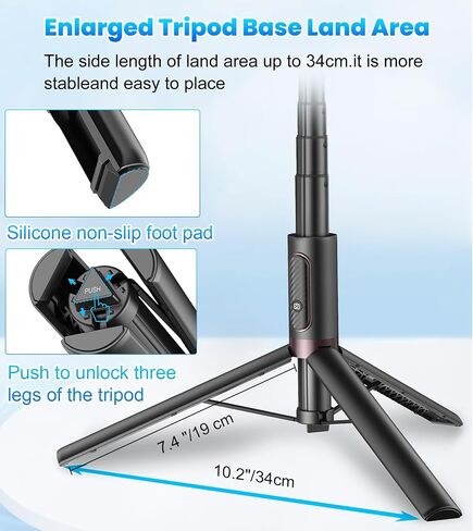 TONEOF 67" Cell Phone Selfie Stick Tripod,Smartphone Stand All-in-1 with Integrated Wireless Remote,Portable,Lightweight,Extendable for iPhone/Android(Black) in Saudi Arabia