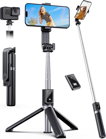 ANXRE Extendable Selfie Stick with Wireless Detachable Remote | Compact & Portable for Travel, 41.7" Selfie Stick Compatible with iPhone Samsung Android Smartphones in Saudi Arabia