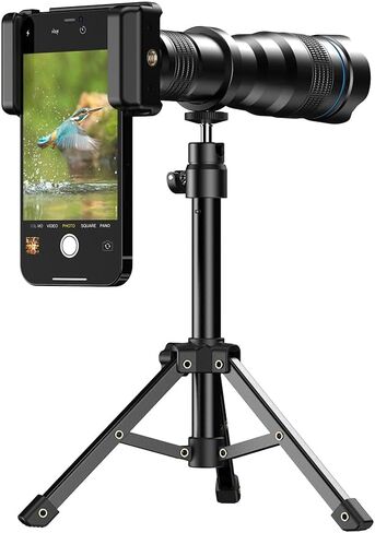 عدسة APEXEL 36X Telephoto مع حامل ثلاثي القوائم - عدسة كاميرا Pro Telephoto | لأجهزة iPhone وSamsung وPixel والمزيد - يلتقط التكبير البصري المباني البعيدة والجبال والحياة البرية بتفاصيل واضحة in Kuwait