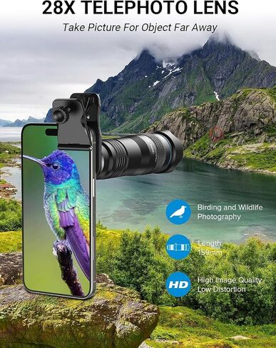 MIAO LAB 28X HD Telephoto Lens for iPhone/Samsung/Android | High Power Telephoto Camera Lens, Universal Smartphone Compatibility in Saudi Arabia