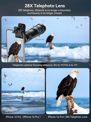 MIAO LAB 28X HD Telephoto Lens for iPhone/Samsung/Android | High Power Telephoto Camera Lens, Universal Smartphone Compatibility in Saudi Arabia