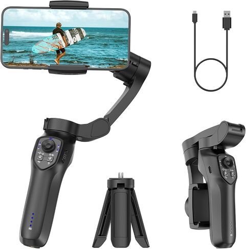 COMITOK L7C Pro, Gimbal stabilizer for iPhone, Phone Stabilizer for Video Recording with Face/Object Tracking, 3-Axis Gimbal for Android & iPhone 15 Pro Max, Foldable Phone Gimbal Vlog Recording in Saudi Arabia