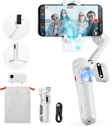 hohem iSteady V3 Ultra 3-Axis Gimbal Stabilizer for iPhone & Android | AI Live Feed Monitoring, AI Auto Tracking, Touchscreen Remote, iSteady 9.0 Anti-Shake, 8" Rod, Tripod, Fill Light, 9H Battery in Saudi Arabia