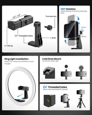 UBeesize 12" Desk Ring Light with Stand & Phone Holder - Adjustable Studio Light for Photography，Zoom Meetings, YouTube, TikTok, Live Streaming in Saudi Arabia