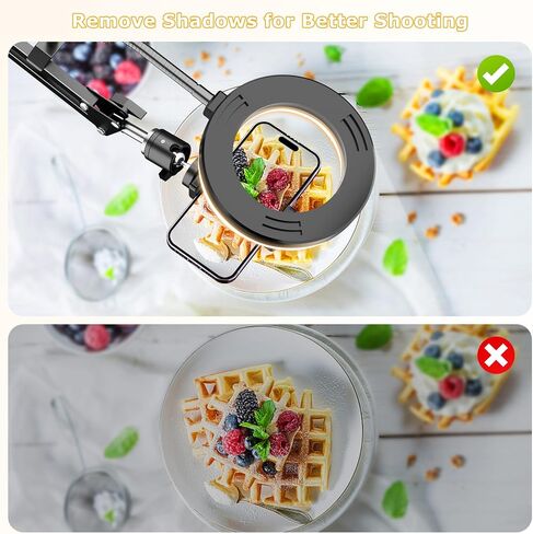 Overhead Camera Mount with Ring Light, Flexible Articulating Phone Arm Stand Compatible with iPhone, Logitech Webcam, Desk Tripod for YouTube Live Stream Cooking Nail Video Recording in Saudi Arabia