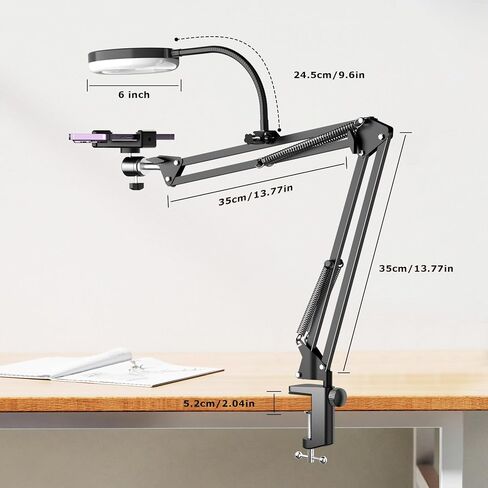 Overhead Camera Mount with Ring Light, Flexible Articulating Phone Arm Stand Compatible with iPhone, Logitech Webcam, Desk Tripod for YouTube Live Stream Cooking Nail Video Recording in Saudi Arabia
