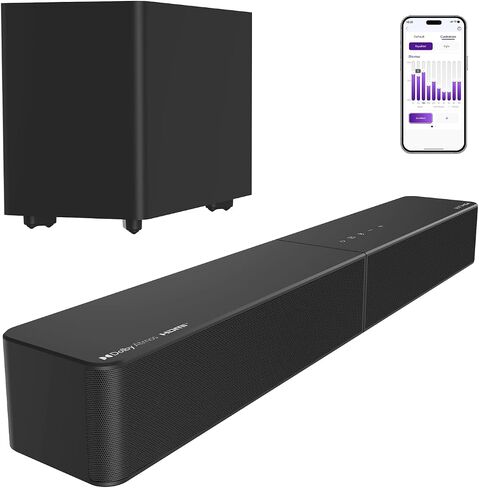 ULTIMEA Sound Bar with Wireless Subwoofer, App Control, for Home Theater | 240W Peak Power, VoiceMX & BassMX, 2.1ch Soundbar for Smart TV, Adjustable Bass, HDMI, Optical, Bluetooth 6.0, Poseidon M30 in Kuwait