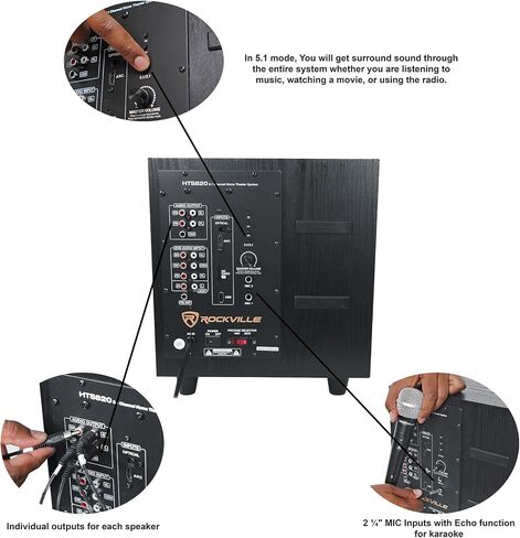 Rockville HTS820 5.1-Channel Bluetooth Home Theater System, 8" Subwoofer in Saudi Arabia