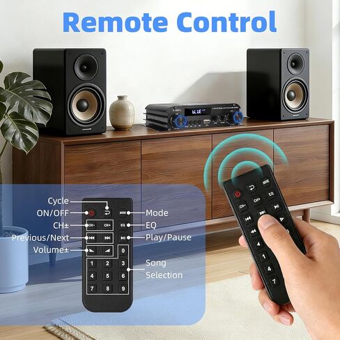 2.1 Channel Stereo Audio Amplifier, 300Wx2+360W Home Audio Stereo Receiver | Bluetooth 5.0 with USB/AUX, Remote, Bass Treble & Sub Control, for Active/Passive Subwoofer & Speaker in Saudi Arabia