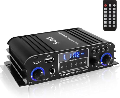 Romicta 4 Channel Bluetooth 5.0 Stereo Amplifier, 50Wx4 Home Audio Stereo Receiver, 1200W Max, USB/SD/FM, Class D HiFi Power Amp for Home Theater, Car & Karaoke, Includes Remote & Power Adapter in Saudi Arabia
