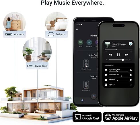 جهاز بث موسيقى لاسلكي من Arylic LP10 للصوت المنزلي، AirPlay 2، Google Cast، Spotify Connect، Tidal Connect وApple Home، واي فاي ومضخم صوت بلوتوث لمكبرات الصوت ومكبرات الصوت in Kuwait