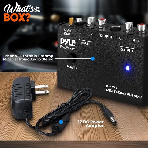 Pyle Mini Phono Turntable Preamp - Stereo Preamplifier with RCA Input/Output - Low Noise - Powered by 12V DC Adapter - Ideal for Vinyl & Phonographs - PP777 in Saudi Arabia