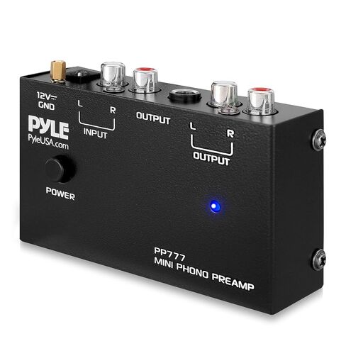 Pyle Mini Phono Turntable Preamp - Stereo Preamplifier with RCA Input/Output - Low Noise - Powered by 12V DC Adapter - Ideal for Vinyl & Phonographs - PP777 in Saudi Arabia