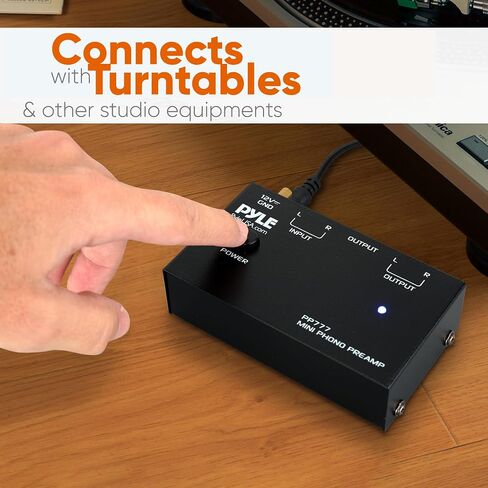 Pyle Mini Phono Turntable Preamp - Stereo Preamplifier with RCA Input/Output - Low Noise - Powered by 12V DC Adapter - Ideal for Vinyl & Phonographs - PP777 in Saudi Arabia