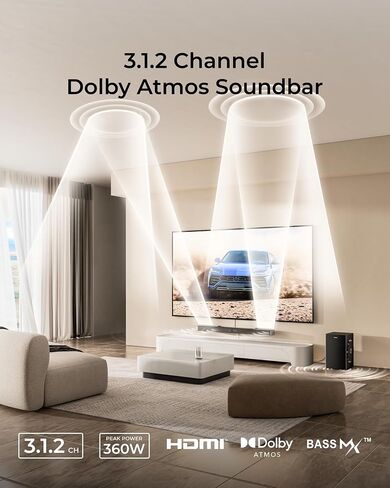 ULTIMEA 3.1.2ch Sound Bar with 6.5 inch Subwoofer, Dolby Atmos | Surround Sound System for TV for Home Theater, Sound Bar for Smart TV, Soundbar with BT 5.4, HDMI eARC, Skywave F30 Boom in Saudi Arabia