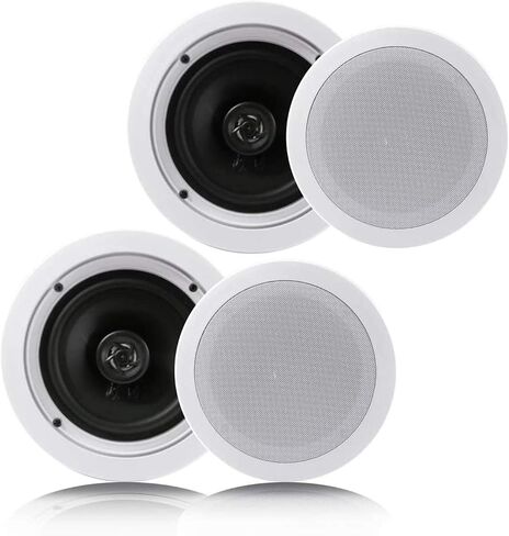 Pyle 4 Pairs 6.5" 200W in Ceiling Wall Speakers, PDIC1661RD, White | 2 Way Flush Mount Stereo Speaker System Pair, Easy to Install Indoor Home Audio Set for Wide Range of Sound in Saudi Arabia
