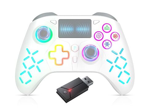 Gamrombo LED Wireless Controller for PS5, with Macro/Turbo | Gaming Controller with PS4/PC/Switch, Hall Triggers, Hall Joysticks, Dual Vibration, 2.4g Adapter, 3.5mm Audio Jack in Kuwait