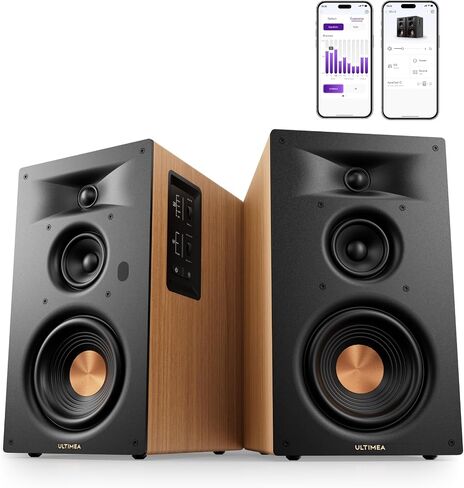 ULTIMEA 3-Way Powered Bookshelf Speakers for TV, Music, Record Player, BS-3 | RCA Input, 70W RMS, 5.25" Woofer, HDMI ARC, Bluetooth 6.0, Auracast, SUB OUT, App EQ, Clear Dialogue, Deep Bass, Clear Highs in Saudi Arabia